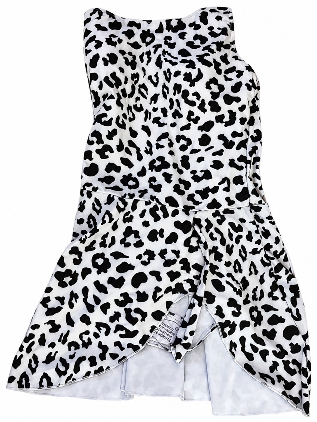 Black And White Leopard Print One Piece Ruffle Swim Dress